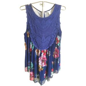 Cato Floral Lace and Sheer Sleeveless Blouse